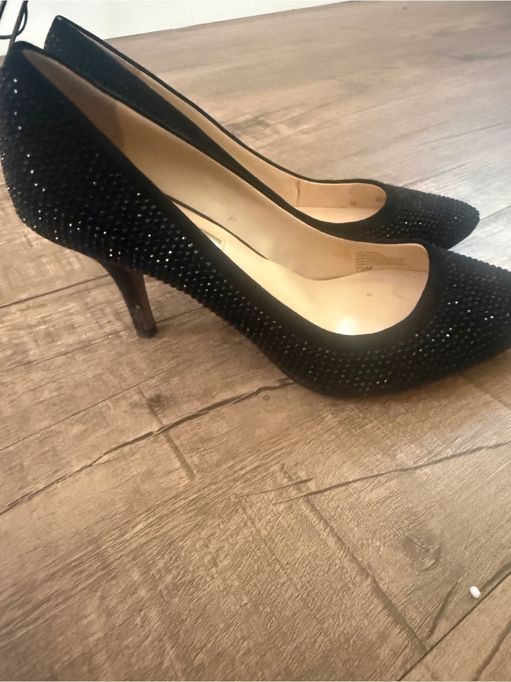 INC International Concepts Black Glitter Pointed-Toe Stilettos